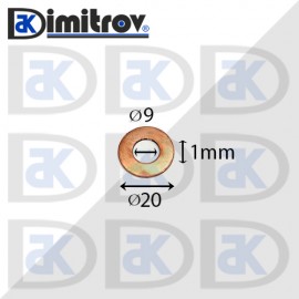 Дифтунга Ø  9 х Ø 20 х 1 mm медна